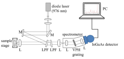 Experimental setup of the SWIR Raman spectroscopy